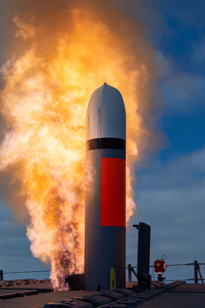 HMAS Brisbane fires a Tomahawk Weapon System off the coast of San Diego, USA. 