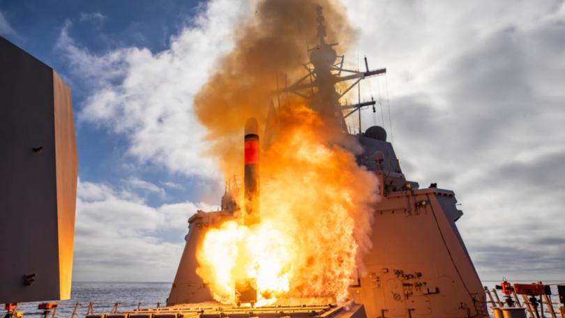 HMAS Brisbane fires a Tomahawk Weapon System off the coast of San Diego, USA. 