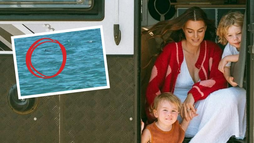 Amber has been travelling Australia in the family’s caravan with sons Angus, three, and Ledger, one.