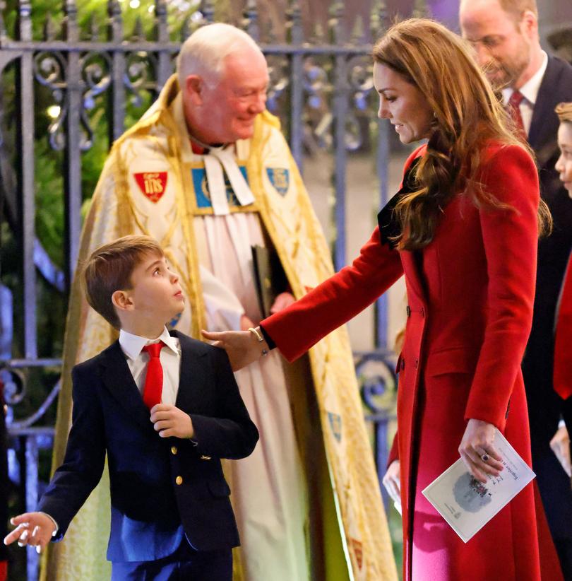 Prince Louis and Catherine, Princess of Wales attend the Together At Christmas carols concert on December 6.