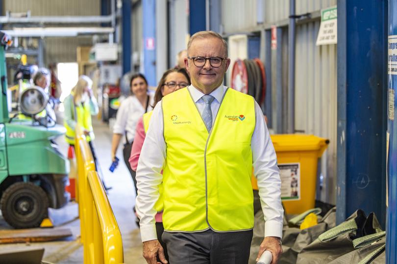 Prime Minister Anthony Albanese visits Australian Vanadium Limited in Wangara on Friday after landing in Perth.