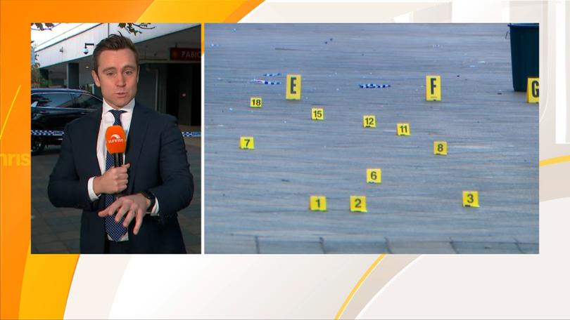 Sunrise reporter Liam Tapper at the crime scene.