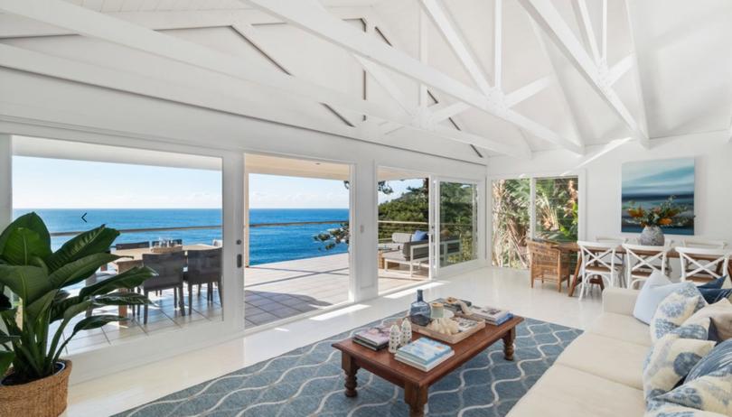 This Whale Beach property offers sun-drenched ocean views. 