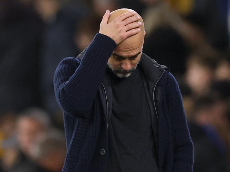 Pep Guardiola’s Man City side are nine points off the EPL lead after losing the derby to United.