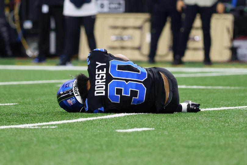 Khalil Dorsey reacts after being injured.