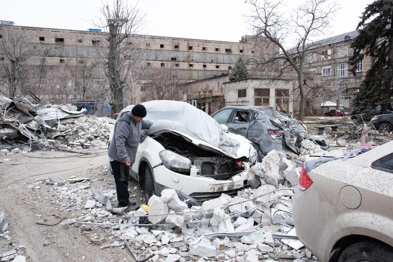 The aftermath of a Russian missile strike in Zaporizhzhia, Ukraine on December 10.