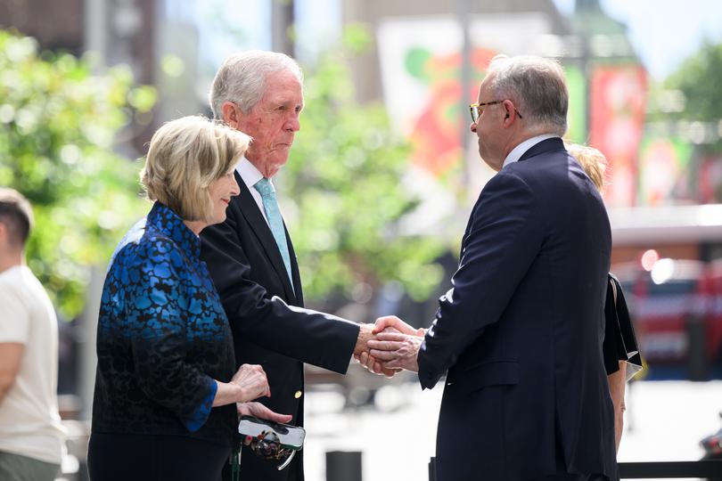 Jane and Sandy Dawson, parents of Katrina Dawson who died in the seige attended the scene on Monday morning.