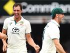 Mitchell Starc and Mitch Marsh celebrate the wicket of Shubman Gill.