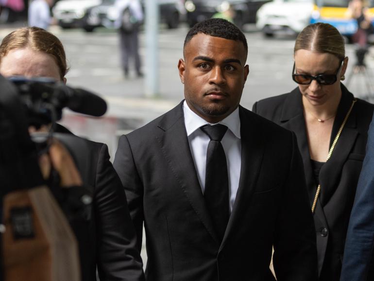 Brisbane Broncos NRL player Ezra Mam arrives at the Brisbane Magistrates Court.