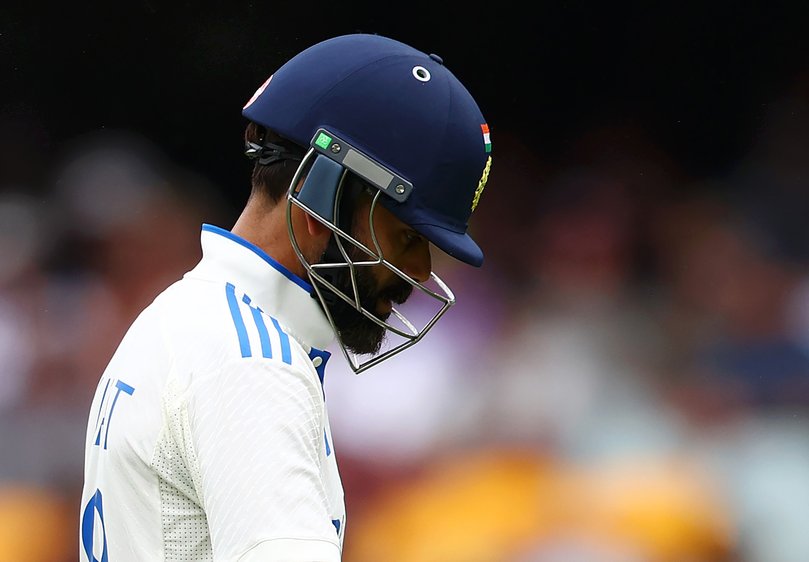 Virat Kohli looks dejected while leaving the field after being dismissed by Josh Hazlewood.