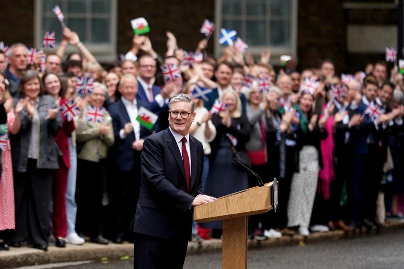 Labour leader and incoming Prime Minister Sir Keir Starmer speaks to the media as he enters 10 Downing Street following Labour's landslide election victory on July 5, 2024 in London, England. 