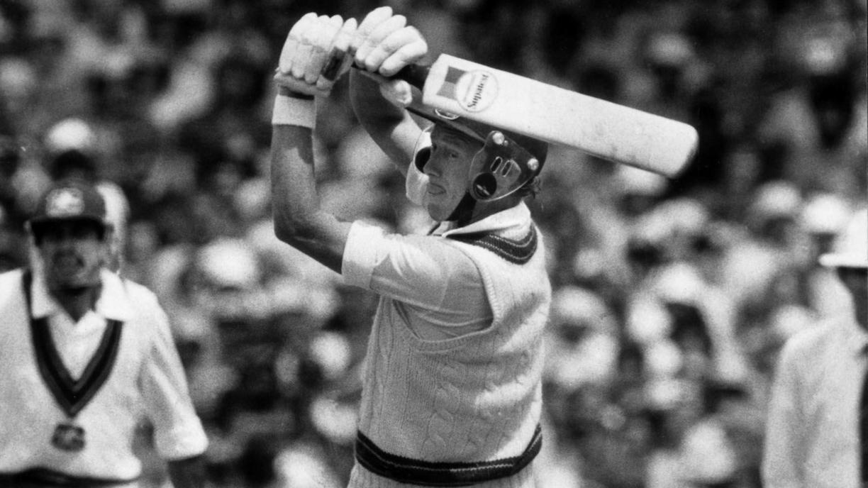 Australian batsman Kim Hughes in action in the Boxing Day Test, 1981.