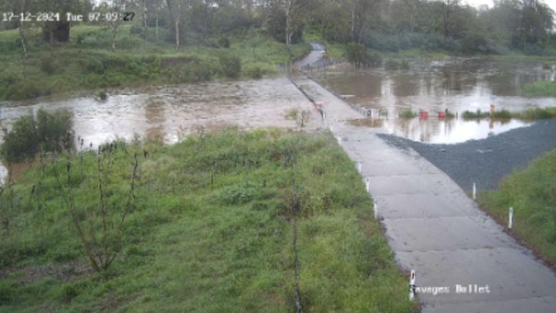 Flooding at Savages Crossing in Fernvale, west of Brisbane.