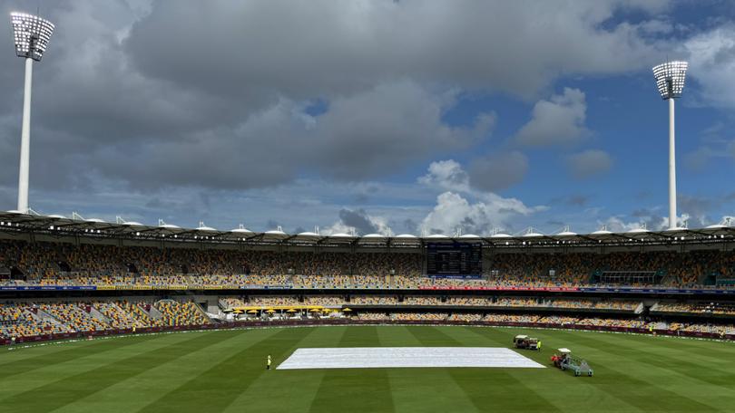 The scene at the Gabba on Tuesday afternoon.