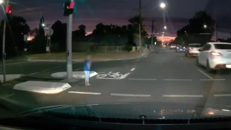 The heart stopping moment a young boy stepped out in front of a car on a busy Adelaide road has been captured by a dash camera. 