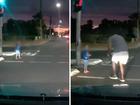 The heart-stopping moment a young boy stepped out in front of a car on a busy Adelaide road has been captured by a dash camera. 