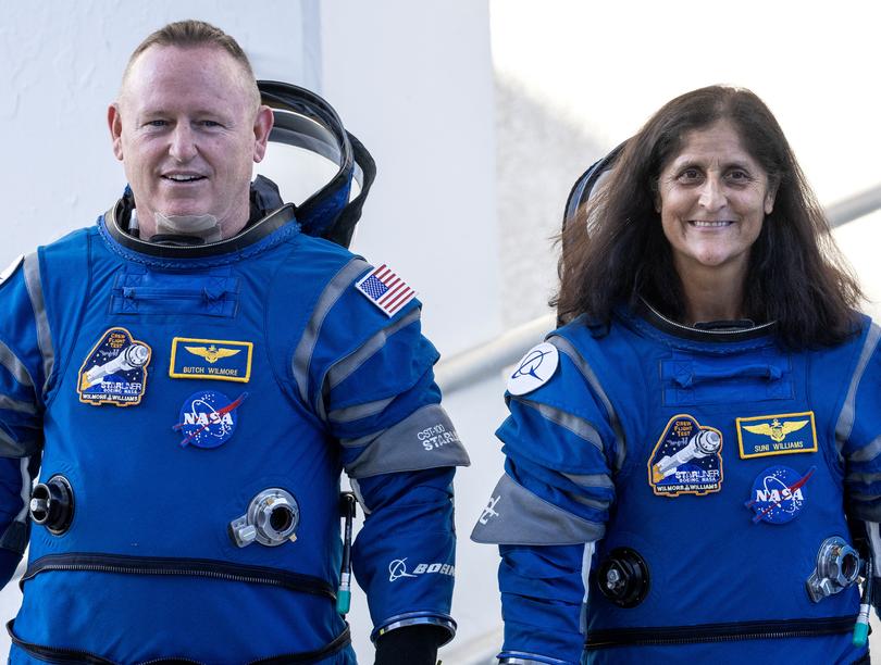 Butch Wilmore and Suni Williams before takeoff. 