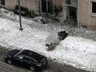 Bodies of the commander of Russian armed forces' chemical, biological and radiation defence troops, Igor Kirillov, (top) and his assistant are seen at the blast scene.