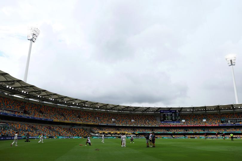 The scene at the Gabba approaching lunch.