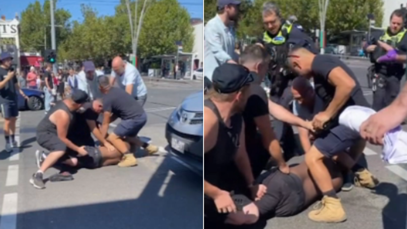 Ahmed’s reckless behaviour continued after the crash when he screamed and assaulted a man on the footpath trying to calm him down after he was pulled out of his car.