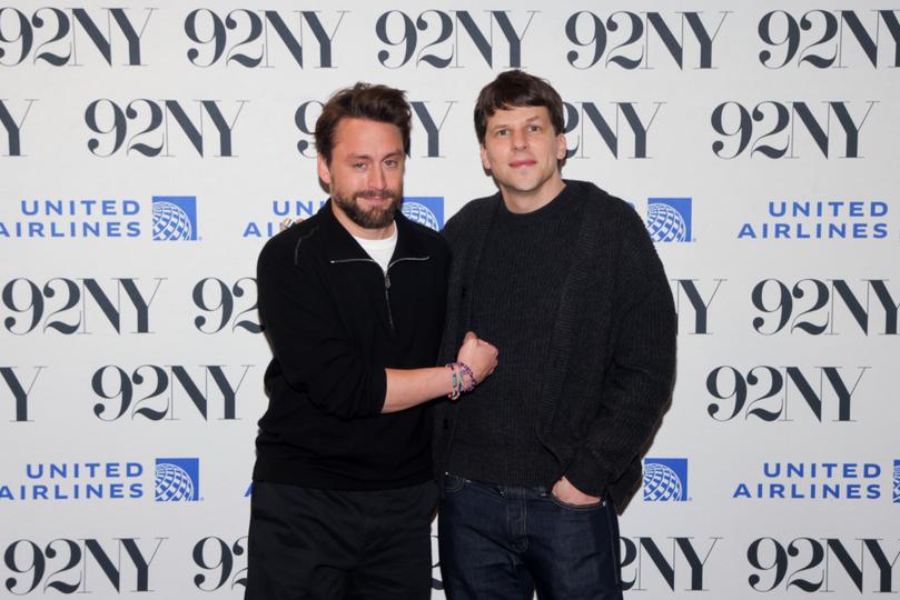 Jesse Eisenberg and Kieran Culkin at a premiere of A Real Pain.