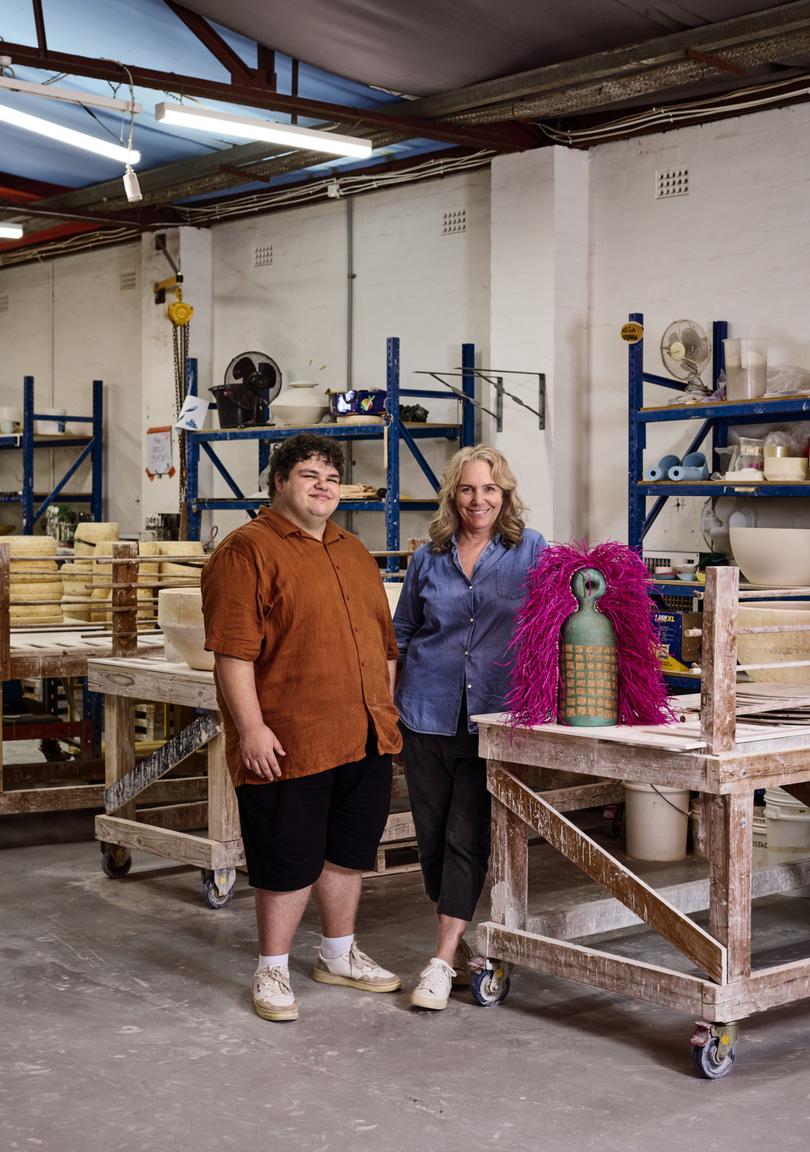 Indigenous artist Alfred Lowe with Shelley Simpson.