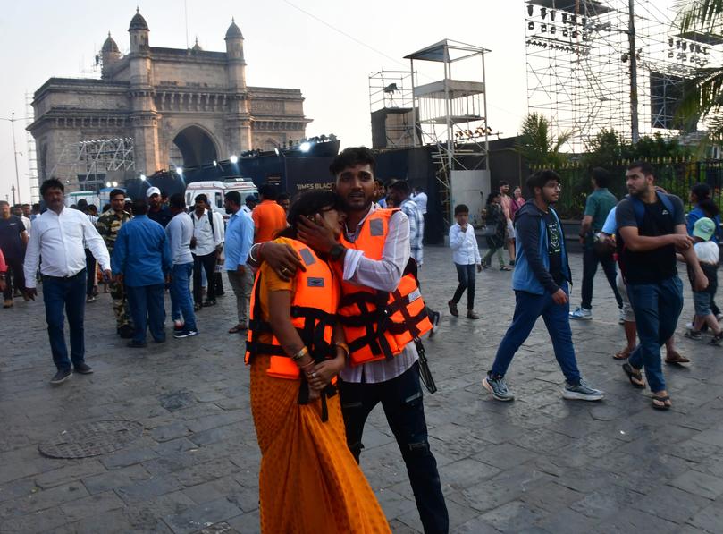 Rescued passengers were brought to the Gateway of India after a ferry boat capsized.