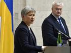 Minister for Foreign Affairs of Australia Penny Wong with Minister of Foreign Affairs of Ukraine Andrii Sybiha.