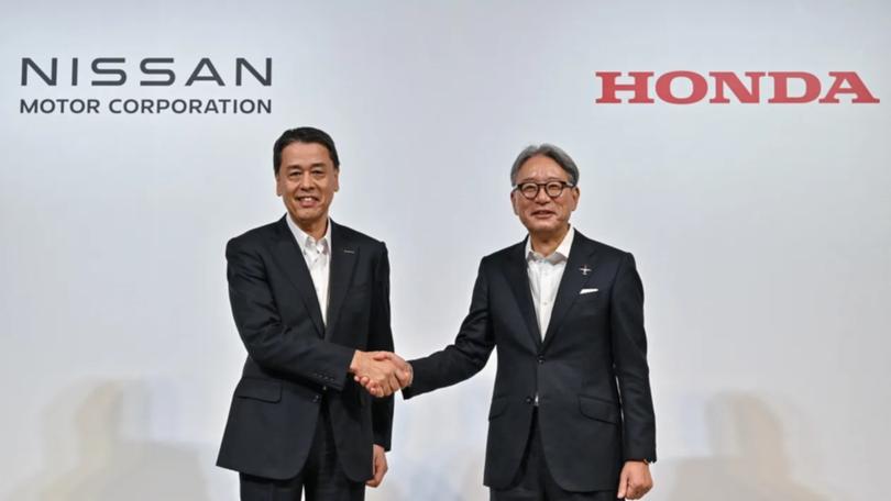 Nissan president and chief executive Makoto Uchida and Honda director, president and representative executive officer Toshihiro Mibe.