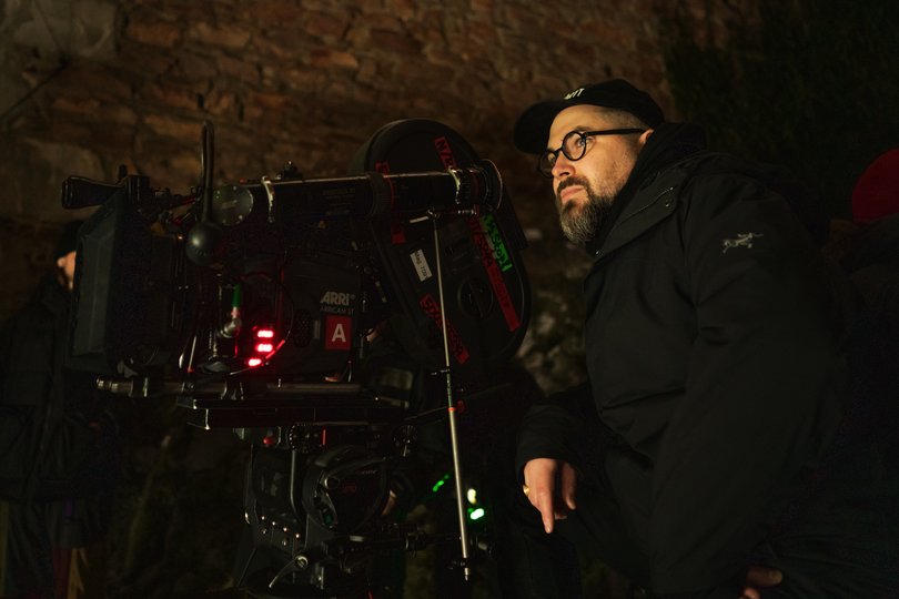 Robert Eggers on the set of Nosferatu.