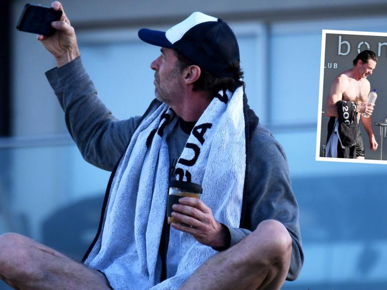 Aussie acting superstar Hugh Jackman has been spotted working up a sweat at Bondi Beach.