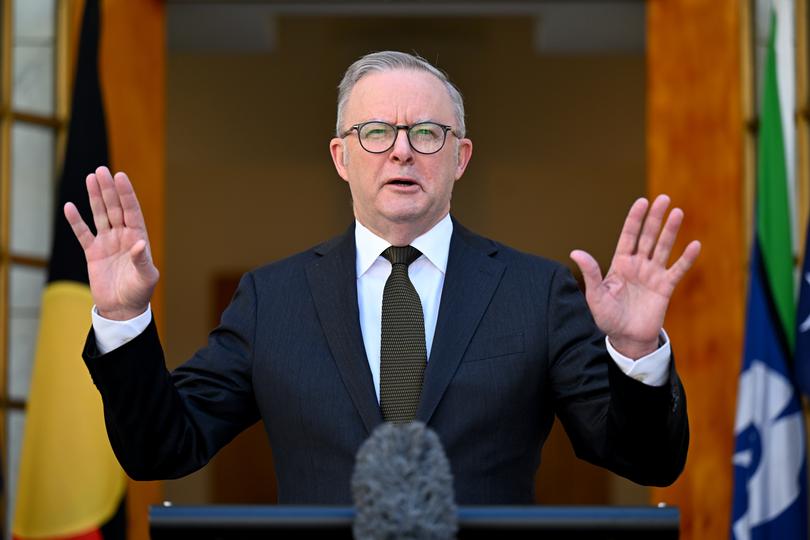 Australian Prime Minister Anthony Albanese speaking on Friday. 