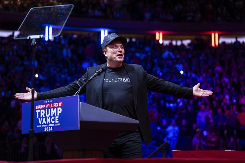 Elon Musk speaks at a Trump campaign rally at Madison Square Garden in October. 