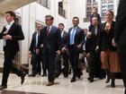 From left, House Speaker Mike Johnson, Vivek Ramaswamy and Elon Musk walk through Capitol Hill on Dec. 5. MUST CREDIT: Craig Hudson for The Washington Post