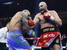 Tyson Fury (right) and Oleksandr Usyk during the WBA, WBC, WBO, IBO World Heavyweight championship contest at the Kingdom Arena in Riyadh, Saudi Arabia.