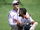 Akash Deep with Indian bowling coach Morne Morkel on Sunday.