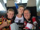 Mick, Gina and Michael Schumacher on an old skydiving trip. 