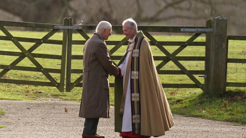 King Charles III attends a church service at St Mary Magdalene Church in Sandringham, Norfolk. 