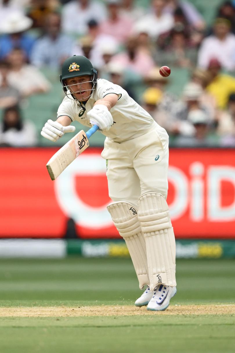 MELBOURNE, AUSTRALIA - DECEMBER 26: Marnus Labuschagne of Australia plays a shot uring day one of the Men's Fourth Test Match in the series between Australia and India at Melbourne Cricket Ground on December 26, 2024 in Melbourne, Australia. (Photo by Quinn Rooney/Getty Images)