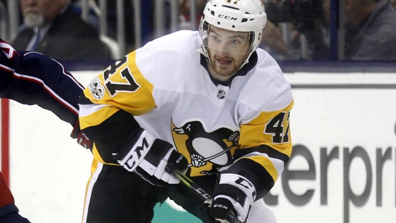 Adam Johnson in action for the Pittsburgh Penguins in 2017 during his short stint in the NHL.