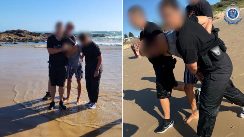 The man allegedly fled into the water when police approached him, and tread water before returning to the shallows, where he was taken into custody.