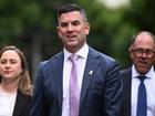 Former Victorian Shadow Minister for Police Brad Battin (centre) has been elected as the state’s new Liberal leader.