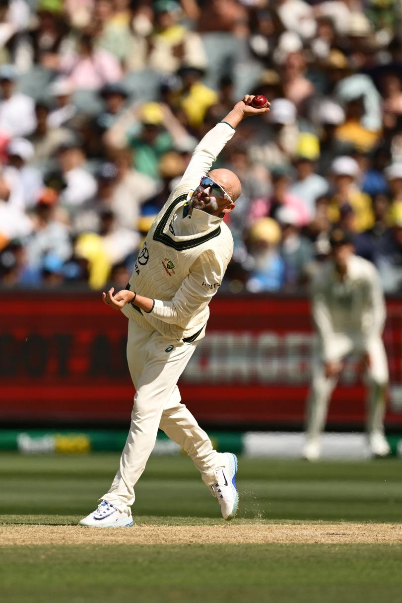 Nathan Lyon in action on day two.