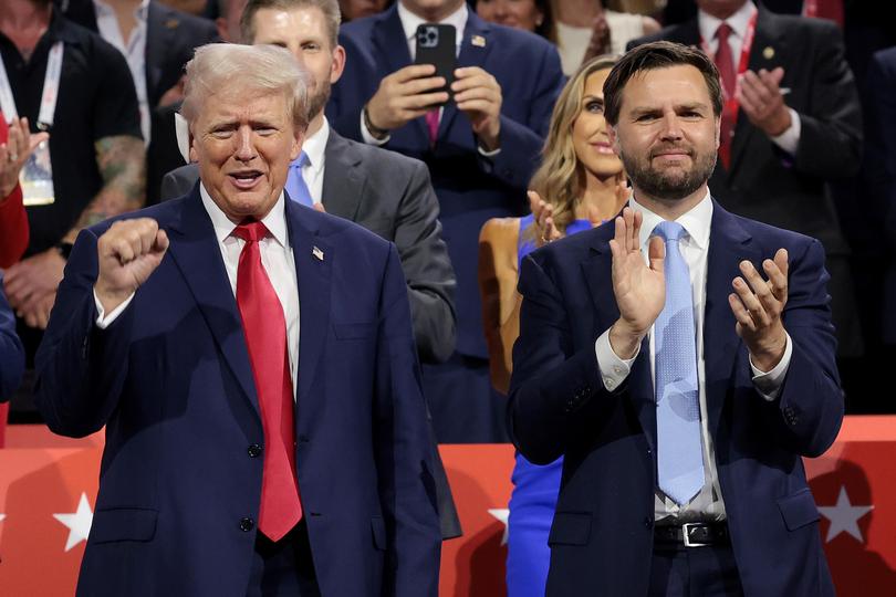 Donald Trump and J.D. Vance on the first day of the Republican National Convention at the Fiserv Forum on July 15.