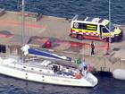 Flying Fish Arctos in dock at Jervis Bay after two crew members died during the Sydney to Hobart yacht race. 