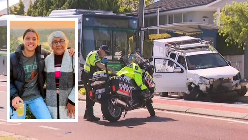 Sam Kerr’s grandmother Coral Kerr has been identified as the elderly woman who was struck by a driver at a bus stop on Friday.