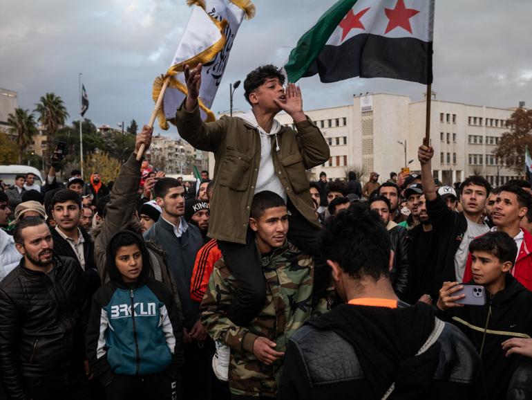 Celebrating Syrians have gathered for weeks since the ouster of the Assad regime.