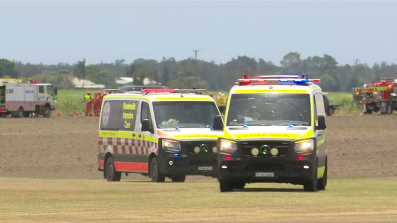 Emergency services were called to Palmers Island, about 8km west of Yamba, at 11.20am on Sunday on reports of a recreational aircraft crash.