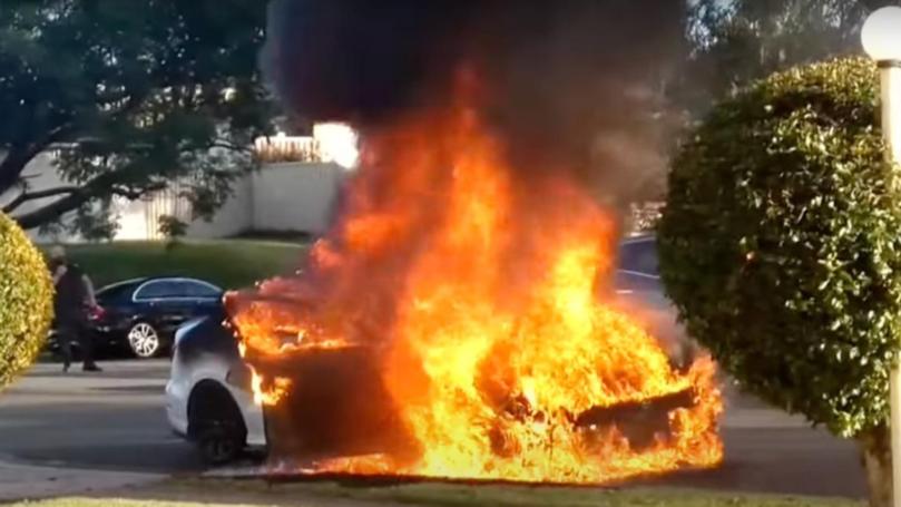 A getaway vehicle was found in flames near the fatal shooting in Sydney's southwest.