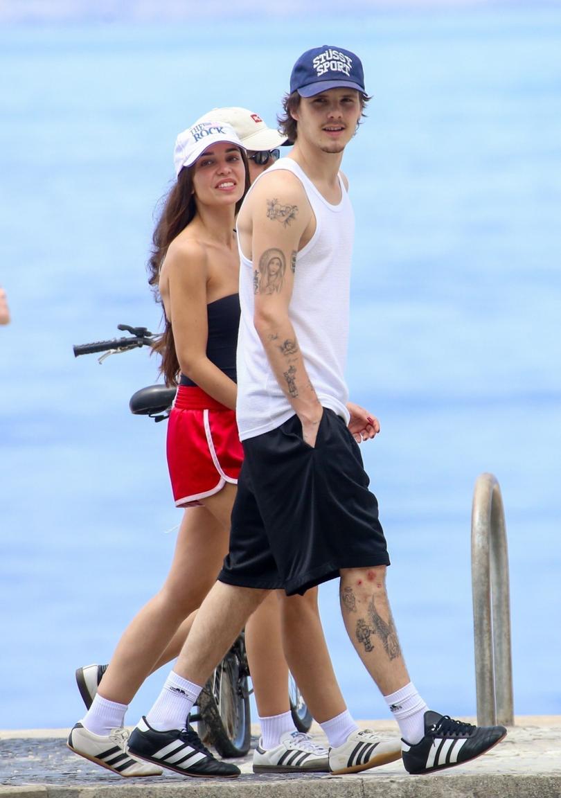 Cruz Beckham and girlfriend Jackie Apostel on the iconic Ipanema Beach in Rio de Janeiro.